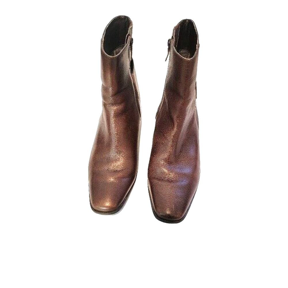 Talbots Women's Ankle Boots Sz 8W Brown Leather Transitional Classic